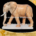 Natrual Sunset Red life-size Marble Elephant Statues